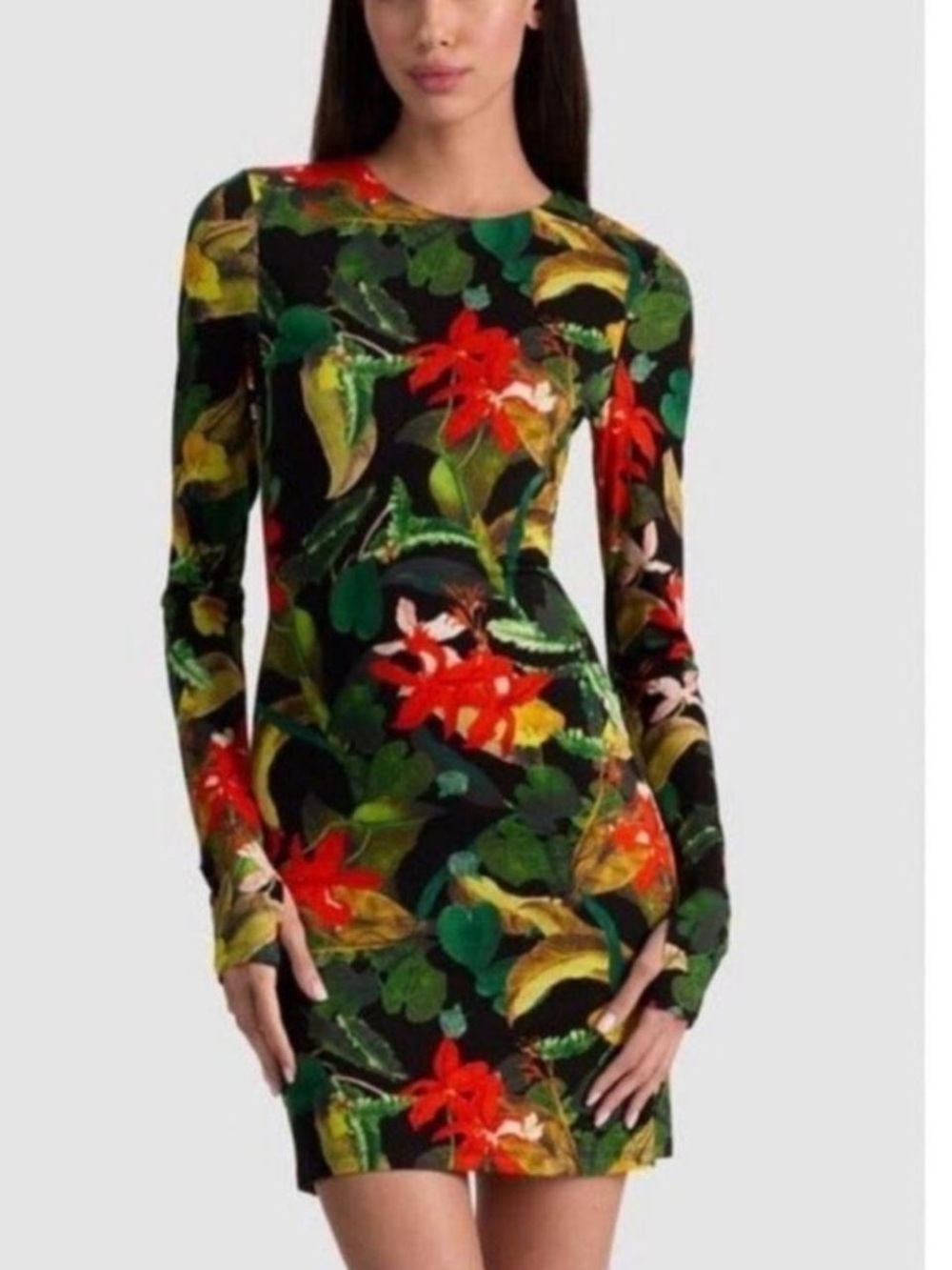 NWOT ALICE + OLIVIA Delora Tropical Print Long Sleeve Mini Dress
Size 2